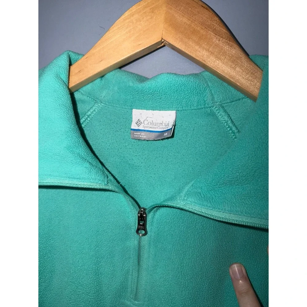 Columbia Womens Quarter Zip Fleece Pullover Turquoise Teal Mock Neck Size M